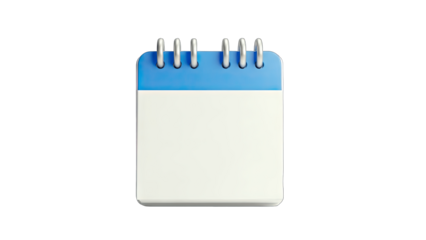 3D Rendered Blue and White Calendar on White Background