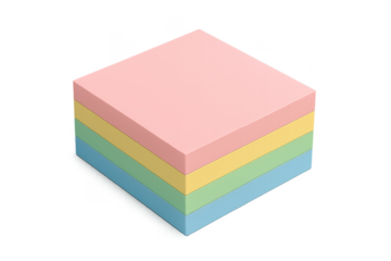 Stack of colorful sticky notes on transparent background illustration.