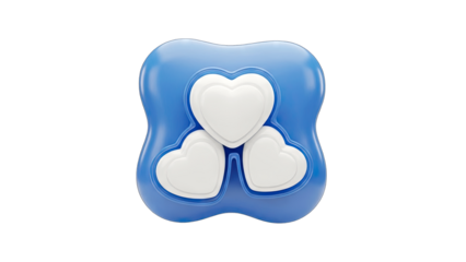 3D Rendered Blue Heart Shape with White Hearts on White Background