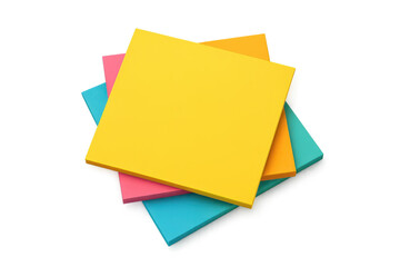 Colorful Stack of Sticky Notes on a transparent background, close-up