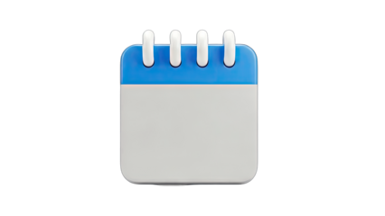 3D Rendered Calendar Icon on White Background
