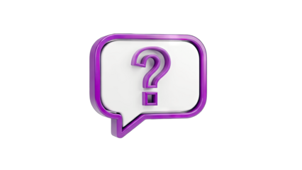 3D Question Mark in Speech Bubble on White Background
