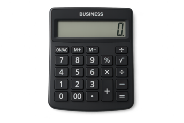 Black Business Calculator with transparent background for accounting.