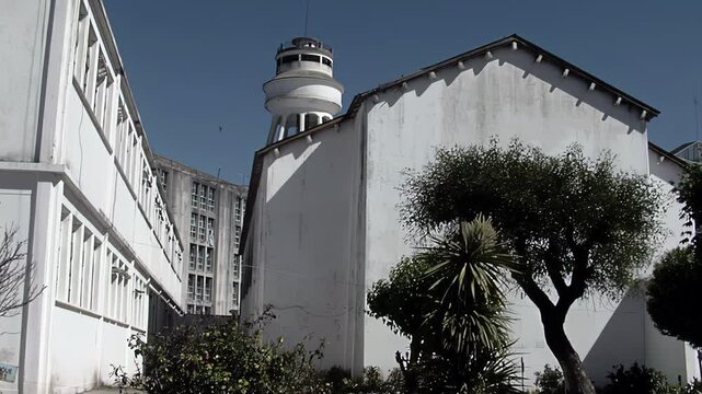 Guard Tower and Interior Courtyard of Olmos Prison, Buenos Aires Province, Argentina - 4K