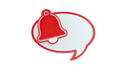 Red Bell Notification Icon in Speech Bubble on White Background