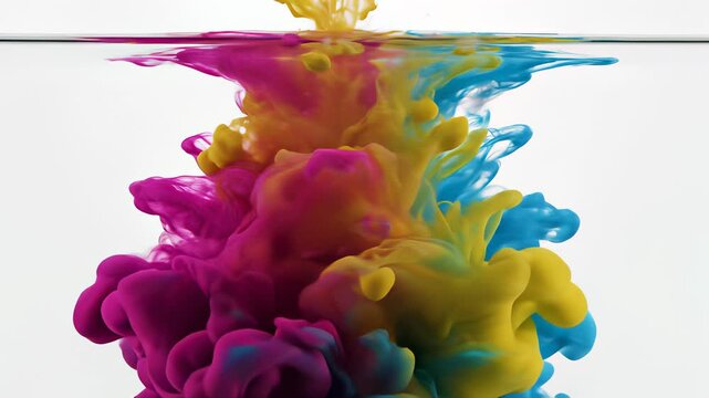 Colorful drops swirling in transparent containers, symbolizing creative freedom, perfect for promoting art supplies, educational materials, or advertising creative services.