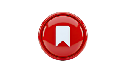 Red Bookmark Button Icon on White Background