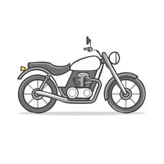 Fototapeta premium Classic motorcycle vector illustration isolated on white background, vintage cruiser bike side view
