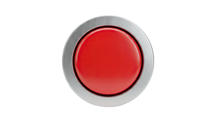 Red Button Pressed - Isolated on White Background