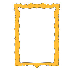 Obraz premium Wavy Funny Doodle Frame. Vintage Curly Hand Drawn Empty Border. Cute Childish Positive Vibrant Frame Retro Canvas. Greeting Card Line Art Border Cartoon Element 