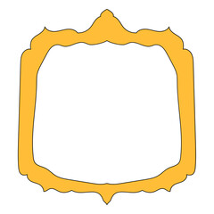 Wavy Funny Doodle Frame. Vintage Curly Hand Drawn Empty Border. Cute Childish Positive Vibrant Frame Retro Canvas. Greeting Card Line Art Border Cartoon Element 	