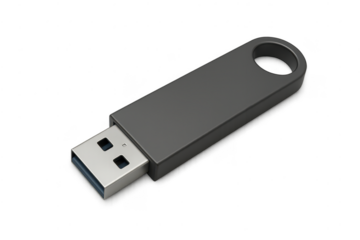 Isolated USB drive or flash drive on transparent background studio shot