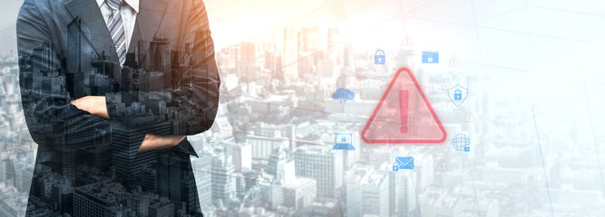 Cybersecurity threat alert protects data. Cyber security threat alert prevents access, alert warns...