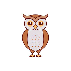 Obraz premium Stylized Owl Illustration: Cute Brown Bird Cartoon for Kids Design