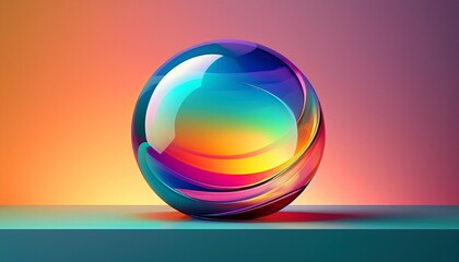 colorful gradient glass sphere with glossy reflections and abstract modern design isolated on minimal bright background generative ai