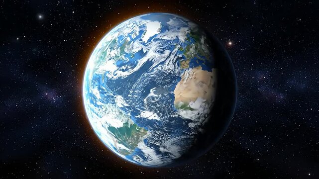 Surreal Oval Shaped Planet Earth Animation Floating in a Starry Universe