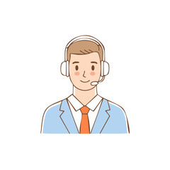 Fototapeta premium Illustration of smiling customer support agent with headset, ready to help clients