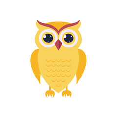 Fototapeta premium Cartoon Yellow Owl Character Illustration for Kids and Educational Design