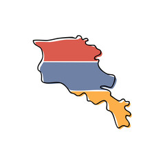 Obraz premium Armenia country outline map with Armenian flag colors for geography and travel concept illustration for infographics and presentations