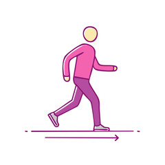 Walking Person Simple Illustration on White Background, Forward Movement, Progress, and Direction Concept for Business and Lifestyle