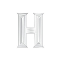 Stylized Capital Letter H: Architectural Pillars Design, Letterform Art