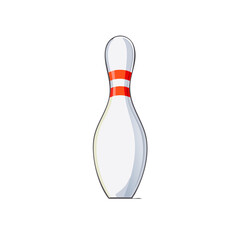 Bowling Pin Illustration: White Kegel with Red Stripes for Game Sport