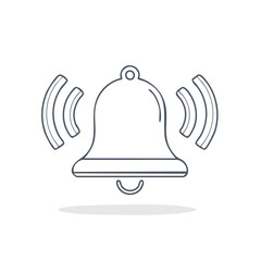 Fototapeta premium Minimalist line drawing of a ringing bell emitting sound waves, showcasing notification icon for alerting and announcing