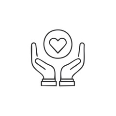 Obraz premium Heart in Hands Graphic Icon: Symbol of Love, Care, Support - Isolated, Minimalist Design for Web and Print