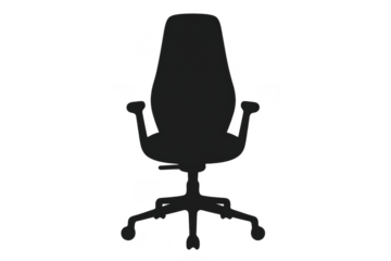 Office chair back view with transparent background silhouette design.