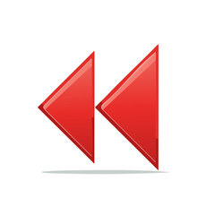 Red Rewind Symbol with Glossy, Shiny Vector Illustration Isolated on White Background