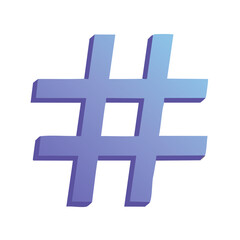 Obraz premium 3D hashtag sign illustration with blue gradient, social media symbol for platform promotion, 3D render of number sign