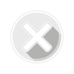 Obraz premium White Cross Inside Gray Circle Illustration with Long Shadow Error Sign Cancellation Choice Symbol
