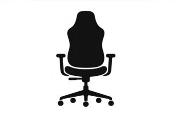 Ergonomic Office Chair Silhouette Image in transparent background view