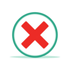 Fototapeta premium Red X Mark Symbol Inside Green Circle Sign Negation Cancellation Denial Error Decline Reject Incorrect