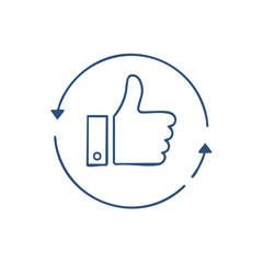 Obraz premium Thumb Up Icon with Circular Arrows Representing Feedback and Approval Process