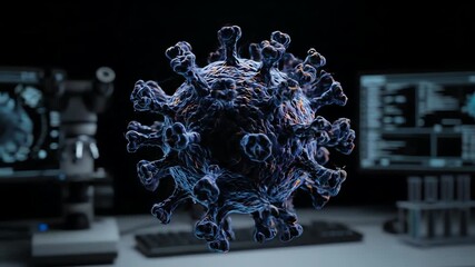 Scientific Visualization of a Coronavirus Particle in a Modern Research Lab - Powered by Adobe
