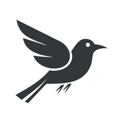Fototapeta premium Elegant Bird Illustration in Flight Simplistic Bird Icon Symbol Graphic Design Animal Black and White Bird in Flight Minimalist Aesthetic