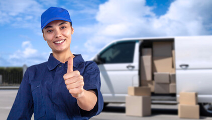 woman worker delivery  boxes