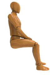 wooden mannequin sitting 