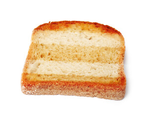 Toast bread slice with grill marks isolated on white
