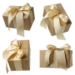 Gift box isolated on white, set. Christmas present