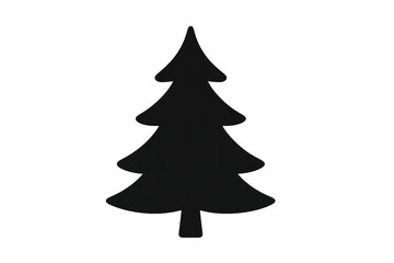 Obraz premium Christmas tree black silhouette icon representing winter holidays and festive season, simple evergreen fir shape transparent background graphic
