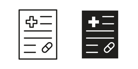 Prescription icon in filled, thin line, stroke style for website and apps © Vhj