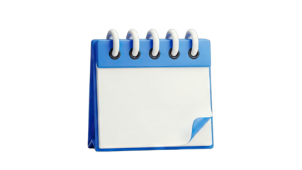 3D Rendered Calendar with Blank Pages on White Background