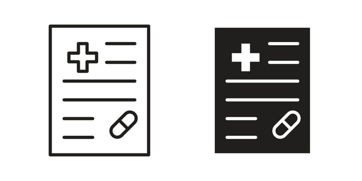 Prescription icon in filled, thin line, stroke style for website and apps