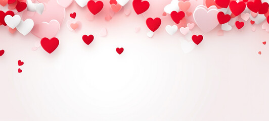 Floating Heart Confetti on Blurred Pink and White Background for Valentine s Day
