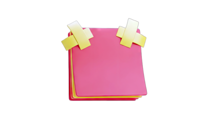 3D Rendered Sticky Notes with Yellow Crosses on White Background