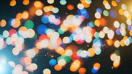 A mesmerizing array of vibrant colorful bokeh lights creating an abstract festive background