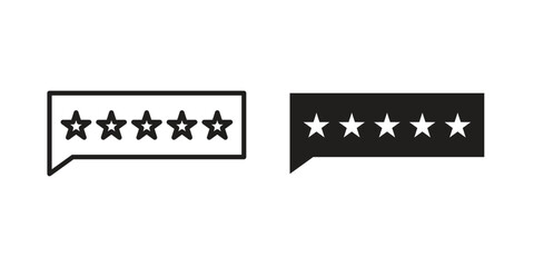 Review icon in filled, thin line, stroke style for website and apps