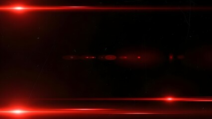 Futuristic digital light effect with bright red lens flares crossing a dark, particle-filled space
